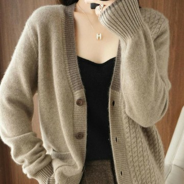 【巴黎精品】現貨+預購 針織外套長袖針織衫-秋冬復古撞色麻花女外套3色a1cv93