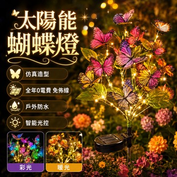 💡太陽能仿真彩色蝴蝶燈 LED燈 太陽能地插燈 太陽能草坪燈 花園裝飾燈 地插燈 草皮燈 落地燈 造景燈 戶外庭院燈