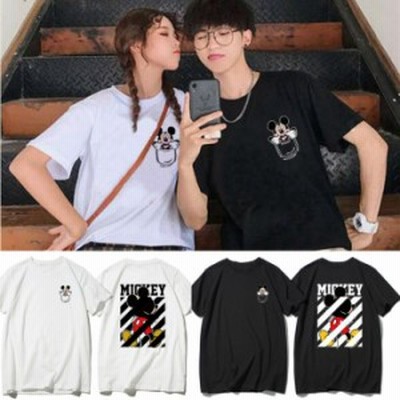 Disney 夏新作 ミッキー Tシャツ ディズニー 春夏 ペアルック カップル ペア Tシャツ 半袖 カットソー レディース メンズトップ 通販 Lineポイント最大get Lineショッピング