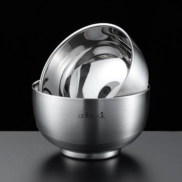 onlycook抗菌不銹鋼碗家用防摔兒童飯碗食品級雙層防燙餐具單個碗