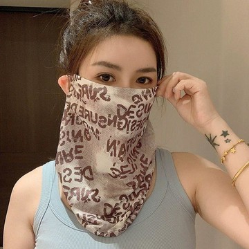 🎉 高品質 🎉🎉 高品質 🎉新款冰絲防曬面罩全臉防紫外線護頸騎行掛耳面巾夏季口罩開車面紗