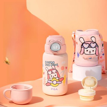 富光智能兒童保溫杯316L不銹鋼帶吸管幼兒園小學生水杯子便攜水壺