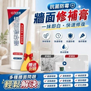 牆面修補膏 小支裝補牆膏260g 即開即用便攜款 抗菌防黴無痕修牆 牆壁釘孔裂縫牆皮脫落掉漆修復 附施工工具 白色膩子膏
