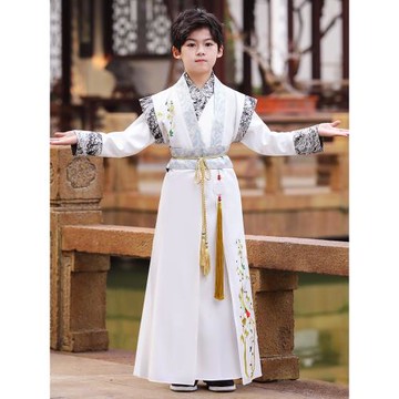 兒童漢服男童2024新款春秋季俠客風學生演出服男孩古風唐裝國學服