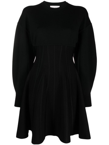 Alexander McQueen - wool-blend flared minidress - women - Wool/Elastane/Polyamide - XS - Black