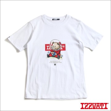 IZZVATI-愛與和平熊短T-黑/白