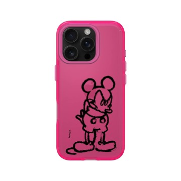 iPhone 16 Pro Clear 粉漾桃 - 迪士尼-米奇 Mickey - 黑標款-米奇蠟筆風格