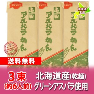 北海道 アスパラ うどん 送料無料 北海道のグリーンアスパラを使用した アスパラうどん 乾麺 北海道 ほっかいどう うどん 200 g×3束