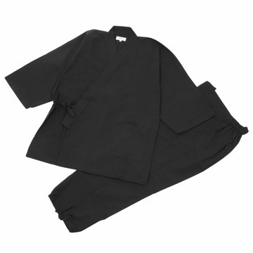 Luxury pongee weave monk\'s working clothes black LL