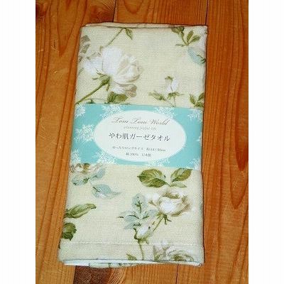 タオル　フェイスタオル　バラ柄　日本製　ロングサイズ　薔薇　バラ　花柄　吸水性　やわ肌ガーゼ　フェイスタオル（カルシア）