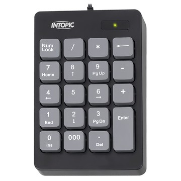 INTOPIC 廣鼎 USB巧克力數字有線鍵盤 19鍵設計  KBD-N99  黑色