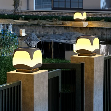 【免運/可開票】台灣公司 庭院燈 太陽能柱頭燈 戶外燈 露營燈 庭院不銹鋼閃銀灰柱頭燈太陽能門柱燈戶外別墅圍墻花園大門柱子燈