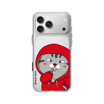 iPhone 17 Pro Max Clear Case（相機按鈕） 透明 - VITA VITA．塔仔是隻貓 - 吃到鬥雞眼款