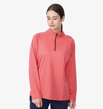 【【蘋果戶外】】零碼出清 荒野 W1633-138 摩曼粉 女彈性拉鍊超涼感排汗機能衣 半門襟長袖排汗衣 登山 休閒 春夏 wildland 吸濕排汗 運動上衣 休閒 運動 快乾透氣 輕薄舒適