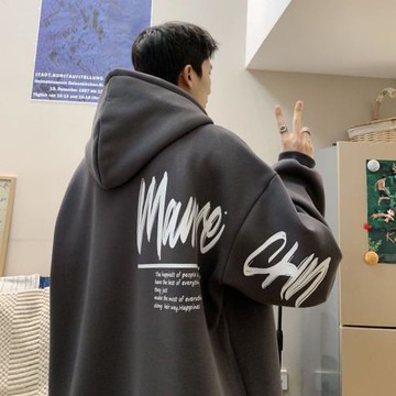 特大碼300斤美式高街連帽衫過年戰袍秋冬季新款潮牌寬松痞帥外套