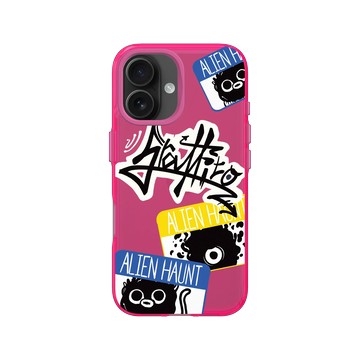 iPhone 16 Clear 粉漾桃 - Graffiti / 街頭塗鴉 - 外星人出沒