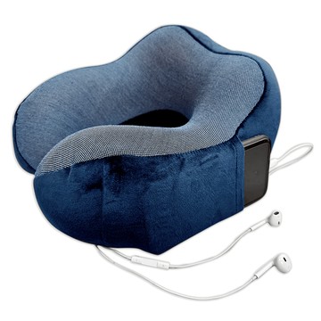 La Belle 人體工學 記憶頸枕 護頸釋壓 可收納 27x26x14cm 藍色 磁力U型 格蕾寢飾