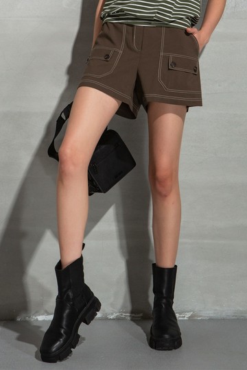 MW 鈕釦跳色裝車線造型短褲