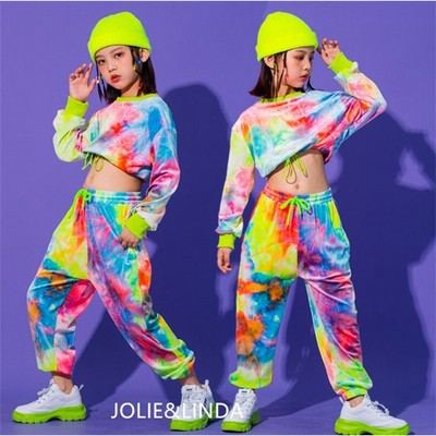 キッズ ダンス衣装 セットアップ ヒップホップ 子供 Hiphop トップス パンツ 長ズボン 長袖 虹柄 へそ出し 女の子 ジャズダンス 練習着 発表会 チアガール 通販 Lineポイント最大get Lineショッピング