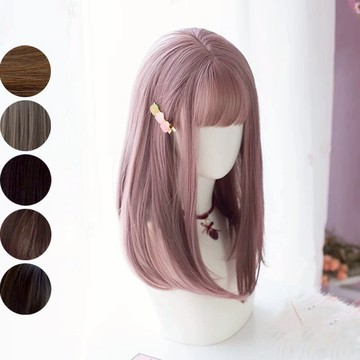 [台灣出貨附發票] 假髮 女生假髮 髮女 整頂假髮 假髮女整頂 假发 仿真假髮 wig 中長假髮 劉海 空氣瀏海