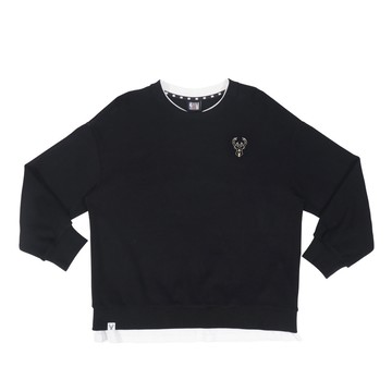 NBA 假兩件 發泡印花 大學T 長袖上衣 公鹿隊