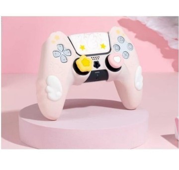 PS5｜PS4 周邊 極想 PS5 手把套 星翼物語系列 手把保護套 柔軟矽膠 -粉色款