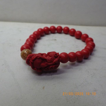 台灣天然硃砂手鍊手串 8mm貔貅金球