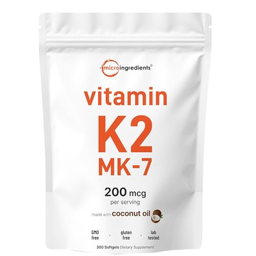 美國代購！原裝正品MicroIngredients全譜維他命K2 MK-7椰子油200mcg300粒
