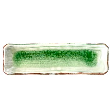 佐和陶瓷 開片前菊皿 日本製陶瓷  土物綠  1個