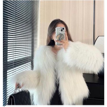 皮草外套女2022秋冬新款仿狐貍毛短款環保托卡毛毛外套氣質小香風
