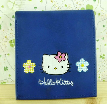 【震撼精品百貨】Hello Kitty 凱蒂貓-凱蒂貓皮夾/短夾-KITTY花圖案-藍色