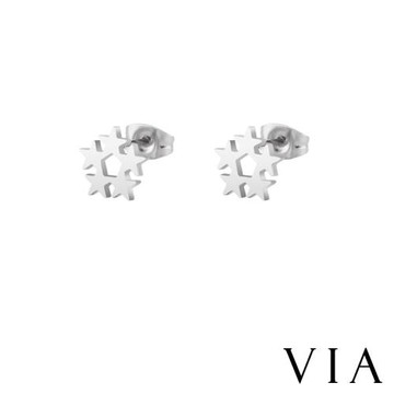 【VIA】星空系列 五角星星環圈造型白鋼耳釘 造型耳釘 鋼色