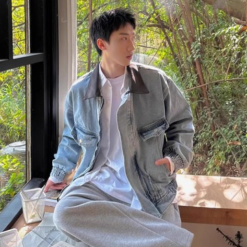 【癮品流行-YP】秋季薄款外套 秋季男外套 牛仔長袖外穿 外衣 春秋韓版 cleanfit復古 短款上衣 牛仔夾克 男士