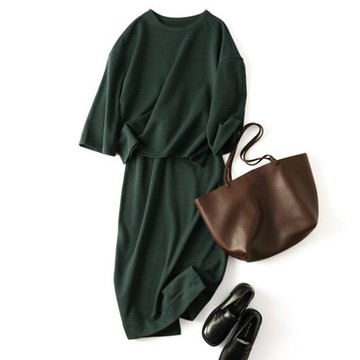 專為大人設計，質感俐落的棉質大學T套裝 墨綠色 210904-6 210905-6