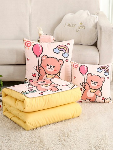 抱枕被子兩用靠墊汽車內午休毯子二合一辦公室靠枕折疊午睡枕加厚