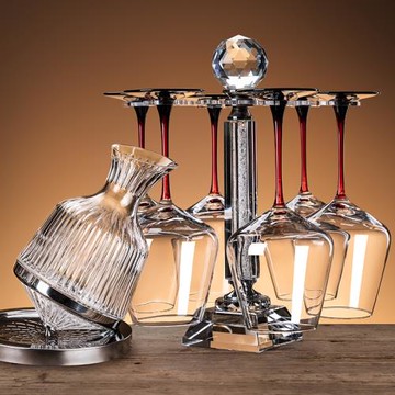 紅領結水晶玻璃紅酒杯家用輕奢高檔葡萄酒高腳杯醒酒器一體架套裝