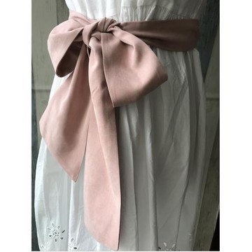 十色選  質感桃皮絨布藝腰帶 四季款薄絨飄帶 柔軟垂墜文藝 粉 綠