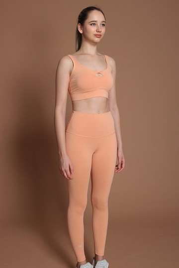 No slidingdown經典高腰緊身長褲24吋@breathm-蜜桃粉橘