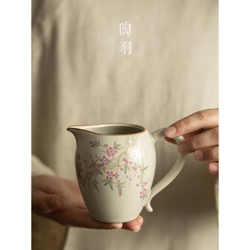 米黃汝窯美人公道茶杯家用陶瓷功夫茶具茶海公道杯單個分茶器公杯