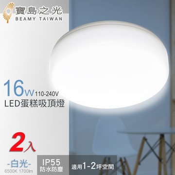 寶島之光 16W LED 蛋糕吸頂燈(白光) /2入 Y6S16DE*2