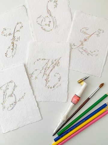 客制化 花系 點金 英文書法 字母畫 連畫框 特別 禮物 生日