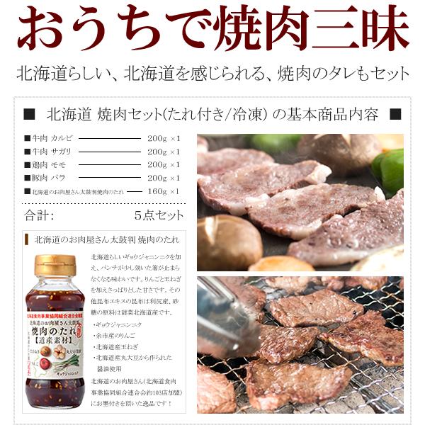 お歳暮 肉の山本 北海道セット 800g (たれ付き 冷凍品) 肉 カルビ サガリ 鶏モモ 豚バラ セット 詰め合わせ BBQ バーベキュー グルメ 送料無料 お取り寄せ