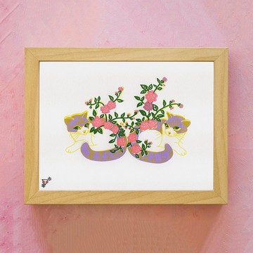 藝術印刷 A5 尺寸絲印-Cat-chan-