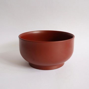 漆深鉢 辯柄 手作木製漆器深鉢 磚紅