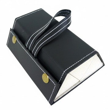 可掛便攜防壓折疊式眼鏡收納盒  3格 皮革黑  1個  皮革黑色