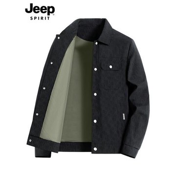 JEEP SPIRIT吉普外套男2025春秋款潮翻領夾克男士高級感印花外衣