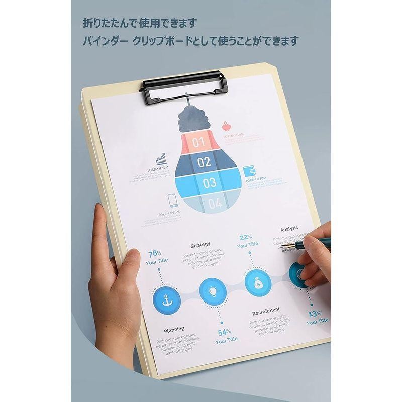 Costowns 二つ折り ダブルクリップファイル 横型 縦型クリップ