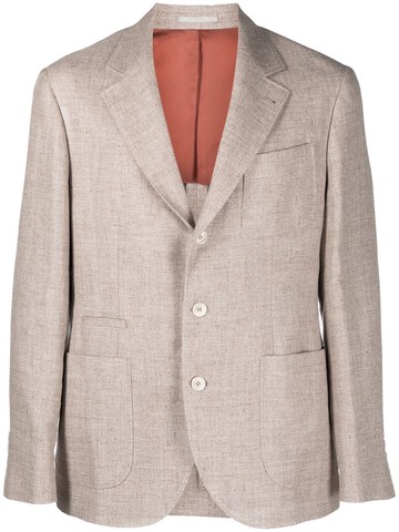 Brunello Cucinelli - single-breasted blazer - men - Silk/Linen/Flax/Cupro/Wool - 48 - Brown