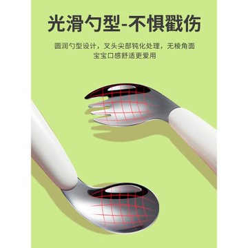 寶寶ins風刀叉陶瓷不銹鋼勺子