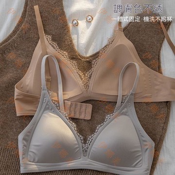 【臺灣出貨👙】原版法式內衣女三角杯薄款大胸顯小無痕絲綢冷色系性感蕾絲文胸罩【伊娜美】